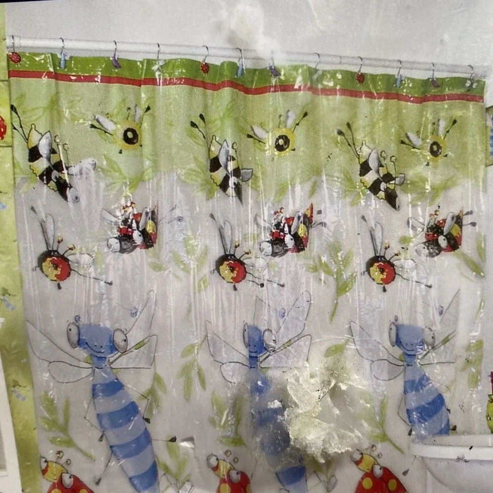 Expressions Stop Bugging Me Vinyl Shower Curtain 72X70in New